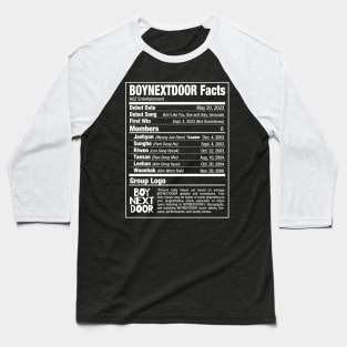 BOYNEXTDOOR Nutritional Facts Baseball T-Shirt